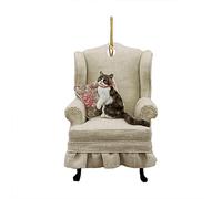 Cat Car Hanging Ornament Deco Rear View Funny Plane Deco Crystal Gemstones Clear (L, One Size)