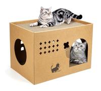 Cat Cardboard House with 2 PCS Scratching Pads, Large Scratcher Bed Corrugated Board Detachable Scratcher Box for Cats.(Cactus)