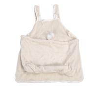 Cat Carrier Apron, Pet Sling Carrier Bag, Soft Warm Breathable Beige Furry Apron with Curious Cat Pocket for Kitten Chest Wear, Fleece Pet Holding Apron