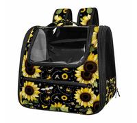 Cat Carrier Backpack, Pet Carrier Backpack for Kitties Small Dogs Puppies, Breathable Cat Bag Carrier, Travel Backpack Carrier for Kitten Puppy Bunny, Sunflower Bee