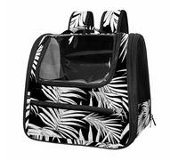 Cat Carrier Backpack, Pet Carrier Backpack for Kitties Small Dogs Puppies, Breathable Cat Bag Carrier, Travel Backpack Carrier for Kitten Puppy Bunny, Black White Palm Leaf