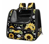 Cat Carrier Backpack, Pet Carrier Backpack for Kitties Small Dogs Puppies, Breathable Cat Bag Carrier, Travel Backpack Carrier for Kitten Puppy Bunny, Sunflower Bee