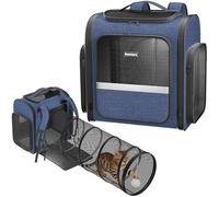 Cat Carrier Backpacks: Expandable Pet Backpack with Breathable Mesh, Pet Carrier Backpack for Cats Small Dogs Puppies Up to 25 Lbs, Dog Carrier Backpack for Travel Hiking Camping Outdoor Blue