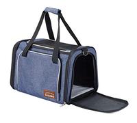 Cat Carrier Bag in Denim Fabric, ENSOBO Pet Transport Bag for Cats and Small Dogs, TSA Approved Pet Travel Carrier with Two Bigger Side Bags, Shoulder Strap for Carrying, Denim Blue