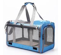 Cat Carrier Bag Portable Foldable Pet Carrier Large Opening Breathable Hands Pet Travel Bag for Small Cats Dogs Oxford Cloth PVC Beige Gray Blue Pink 18.5 x 11.81 x 11.42in (Blue)