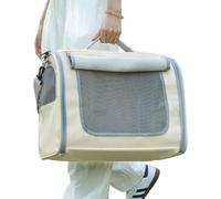 Cat Carrier Bag Soft-Sided Collapsible Escape Proof Ventilation With Shoulder Strap For Car/Vet/Travel For Cats/Dogs up to 16.5lbs(Beige)