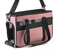 Cat Carrier Bag Soft-Sided Lightweight Collapsible Double Zipper Ventilation For Car/Vet/Travel For Cats/Dogs up to 17lbs(Pink,Small)