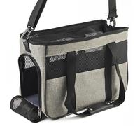 Cat Carrier Bag Soft-Sided Lightweight Collapsible Double Zipper Ventilation For Car/Vet/Travel For Cats/Dogs up to 17lbs(Gray,Small)