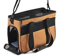 Cat Carrier Bag Soft-Sided Lightweight Collapsible Double Zipper Ventilation For Car/Vet/Travel For Cats/Dogs up to 17lbs(Orange,Small)