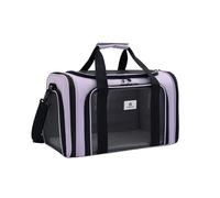 Cat Carrier Bag Soft-Sided Portable Collapsible Double Zipper Ventilation For Car/Vet/Travel For Cats/Dogs up to 23lbs(Purple)