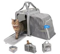 Cat Carrier Bag with Litter Box - LitaiL Large Cat Travel Carrier, Cat Travel Carrier Bag Up 20 lb for Hiking, Camping, Long Road Trip, Portable Litter Box for Cats, Soft Cat Carrier for Car,