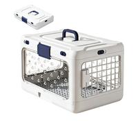 Cat Carrier Box - 19.69 inch Foldable Pet Travel Crate | PP Iron Mesh Breathable Puppy Basket - Portable Hard Sided Airline Approved Kennel Caddy is Great for Car Road Trips