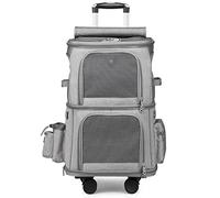 Cat Carrier, Cat Carrier for 2 Cats, Large Space Double Compartment, Pet Trolley Case with Wheels
