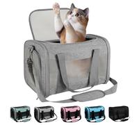 Cat carrier Cat Carrying Case Pet Dog Carrier Soft-Sided Cat Bag Airline Approved, Pet Travel Carrier Up to 15 Lbs, Collapsible Cat Carrier Dog Carrier for Medium Cats Small Cats Dogs (grey, 17*11*11)