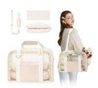 Cat Carrier, Dog Purse with Soft-Sided Pet Carriers, Breathable Mesh for Small/Medium Cats Dogs Puppies (Up to 13lbs), Foldable with Safety Buckle for Travel - Beige