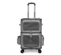 Cat Carrier Double-Layer Pet Stroller with Wheels for Cats, Portable Outdoor Travel Bag Breathable Folding Soft Sided Pet Crates Kennel for Small Dogs, Puppy, Cat, Rabbits