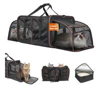 Cat Carrier for 2 Cats - LitaiL Large Dual Cat Travel Carrier with Litter Box, Portable 2-in-1 Soft Pet Travel Carrier for Indoor Outdoor, Large Double Cat Carriers for Cats Dogs Up to 25lbs