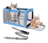 Cat Carrier for Large Cats up to 20 Lbs,Soft-Sided Pet Carrier for Large and Medium Cats, Small Dogs,Puppies,Collapsible Dog Carrier Travel Bag with 2 Storage Bags,4 Mesh Windows (Grey, Medium)