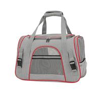 Cat Carrier Soft Sided Travel Ready Vet Carrier Escape Proof For Small Dogs Large Cats Breathable Mesh Foldable For Under Seat(Gray with Red)