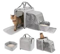 Cat Carrier with Litter Box- LitaiL Large Cat Carrier Bag, Soft Cat Carrier for Car, Travel Litter Box for Cats, Cat Travel Carrier Bag Up 20 lb for Hiking, Camping, Long Road Trip
