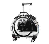Cat Carrier with Silent Wheels,Pet Rolling Carrier with Clear Ventilation Holes,Portable Dogs Travel Backpack,Travel Carrier Seat for Cats/Dogs,Pet Trolley Case for Traveling Black