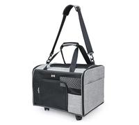 Cat Carrier with Wheels, Cat Carrier on Wheels, Portable Travel Box for Pets, Shoulder Bag, Breathable Capacity Application for Dog Dolls, Kitten Trip Vehicle Bus, Subway U