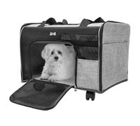Cat Carrier with Wheels - Portable Travel Carry Crate for Pet | Shoulder Bag Breathable Large Capacity Tote for Dog Puppy Kitten Outing Travel Car Bus Subway