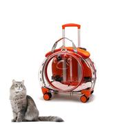 Cat Carrier with Wheels, Transparent Hard Pet Backpack Trolley - Breathable Design, Silent 360° Wheels, Detachable Straps, Ventilated Back Panel, Travel Bag for Cats & Dogs up to 22 lbs