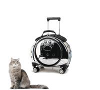 Cat Carrier with Wheels, Transparent Hard Pet Backpack Trolley - Breathable Design, Silent 360° Wheels, Detachable Straps, Ventilated Back Panel, Travel Bag for Cats & Dogs up to 22 lbs