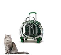 Cat Carrier with Wheels, Transparent Hard Pet Backpack Trolley - Breathable Design, Silent 360° Wheels, Detachable Straps, Ventilated Back Panel, Travel Bag for Cats & Dogs up to 22 lbs
