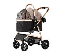 Cat Carriers & Strollers 3 in 1 Luxury Dog Stroller for Medium Dogs 4-Wheel Traveling Strolling Cart Storage Basket Cup Holder, Pet Stroller Pram with Removable Carrier (Color : Khaki) Decoration