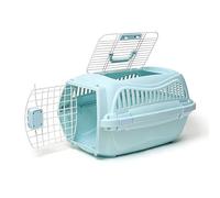 Cat Carry Case, Portable Cat Travel Carrier with Handle and Loaded Locks, Outdoor Cat Cage for Convenient On The Go Use Dual Access Doors(Blue,32.7cm)