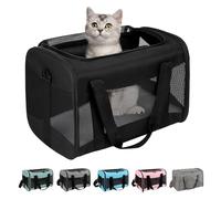 Cat Carrying Case - Pet Carrier Airline Approved, Protable and Breathable Pet Travel Carrier Removable Fleece Pad, Collapsible Cat Carrier Dog Carrier for Medium Cats Small Cats Dogs(Medium, Black)