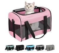 Cat Carrying Case - Pet Carrier Airline Approved, Protable and Breathable Pet Travel Carrier Removable Fleece Pad, Collapsible Cat Carrier Dog Carrier for Medium Cats Small Cats Dogs (Small, Pink)