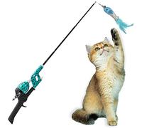 Cat Caster Fishing Pole Toy | Tangle Free & Easy to Store. Includes Two Interchangeable Teaser Toys | The Ultimate Gift for Kitty Lovers, Fish Bone