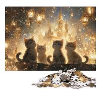 Cat Castle Wooden Jigsaw Puzzle 500 Pieces Adults Fun Toy Intellectual Game Decoration Stress Relief Education Game Relaxation And Intelligence 500pcs (52x38cm)