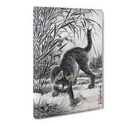 Cat Catching A Frog By Kawanabe Kyosai Canvas Print | Gallery Wrapped 30mm Frame Wall Art | 30x20 inches | Ready to Hang | Asian Animals Picture | Living Room Bedroom Lounge Office