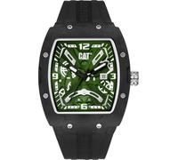 CAT Caterpillar Men's Skeleton Dial Watch, 43mm Carbon Fiber Case | Green Accents, Date Display