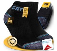 CAT CATERPILLAR POWER & COOL WORK SNEAKERS Work Trainer Socks Work Socks Socks Ankle High Sizes 6-8, 9-11, 12-14, 6 Pairs Black, 39-42