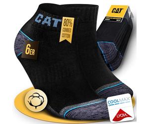 CAT CATERPILLAR POWER & COOL WORK SNEAKERS Work Trainer Socks Work Socks Socks Ankle High Sizes 6-8, 9-11, 12-14, 6 Pairs Black, 39-42