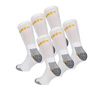 CAT 6 pairs Men's Work Socks Accident Prevention Reinforced on Heel and Toe with Reinforced Weft CATERPILLAR Yarn of Excellent Quality Cotton Sponge (White, 11-14)