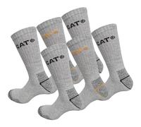 CAT Caterpillar Work Socks Men Heavy Duty - Reinforced Heel Toe - Terry Cotton - Pack of 6 Pairs