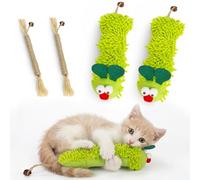 Cat Catnip Toy for Indoor Cats,4 Pack Cat Chew Toy for Teeth Cleaning, Soft Plush Toy & Silvervine Sticks, Bite-Resistant Caterpillar Design