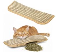 Cat Catnip Toys, Catnip Pillows for Cats, Sisal Scratching Pad for Teeth Care Kitten Biting Training Small Breed Senior Self Entertainment Play (L)