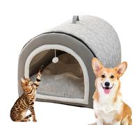 Cat Cave,2 in 1 Detachable Cat House with Ball Pendant | Flannel Cat Hideaway, Cat Nest House, Dog Beds for Large Dogs, Cat Caves for Indoor Cats, Dog Bed with Cover Cave