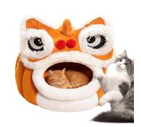 Cat Cave - 40x40x32cm Lion Shape Pet Cave | Comfortable Cat House Tunnel, Cats Nest Indoor, Warm Kitten Shelter, Soft Kitten Cocoon For Winter Sleeping Outside Home Travel Bedroom Balcony