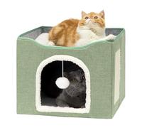 Cat Cave Bed - Cat Houses for Indoor Cats, Great Folding Cave House | Sleeping Tumin, House Cubes with Luxurious Ball and Pillow for Kittens, Puppies