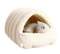 Cat Cave Bed - Closed House Plush Cotton PP, 57x37x28cm, Washable Warm Sleeping Cave, Small and Medium Pets, Comfortable Sleep | Houses Living Rooms Gardens Pa