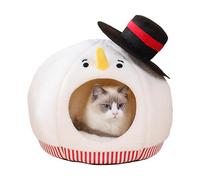 Cat Cave Bed Cute Soft Snowman-Shaped Pet Furniture with Washable Mat | Cat Winter Bed for Indoor Winter Travel Car RV Camping Desk Bedside Window Chair Couch Room Shelter