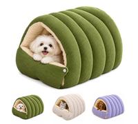 Cat Cave Bed & Dog Cave Bed, Corduroy Covered Bed for Cats & Small Dogs | 2027 New Pet Sleeping Bag with Drawstring Entry, Side Snaps & PP Cotton Cushion, Indoor Burrow Bed, Enclosed dog bed